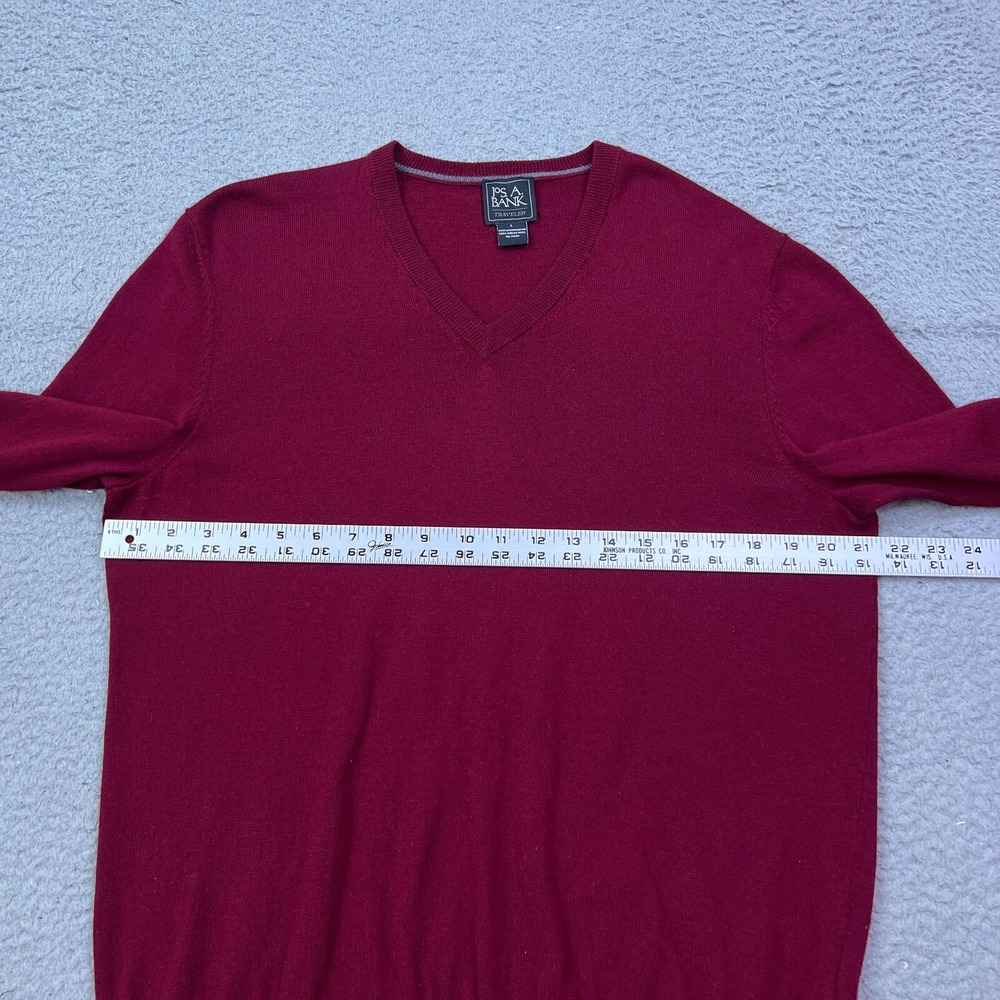 Jos A Bank Executive Collection Sweater L Red 100% Wool‎ Knit V-Neck Pullover - Picture 5 of 10